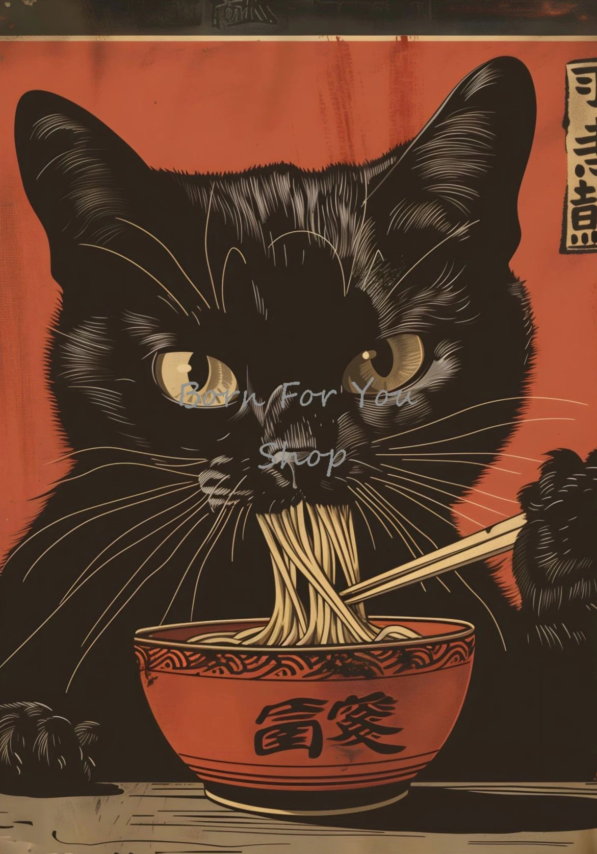 Affiches et imprimés de chat n - Japanese Lifestyle Home avis et prix